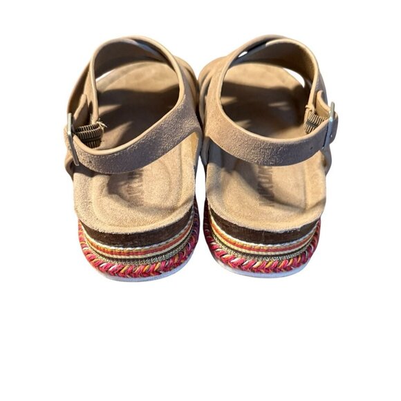 MUKLUKS Suede Strappy Platform Sandals Colorful Sole Womens Size 40 (9.5) Adjus - Picture 3 of 10